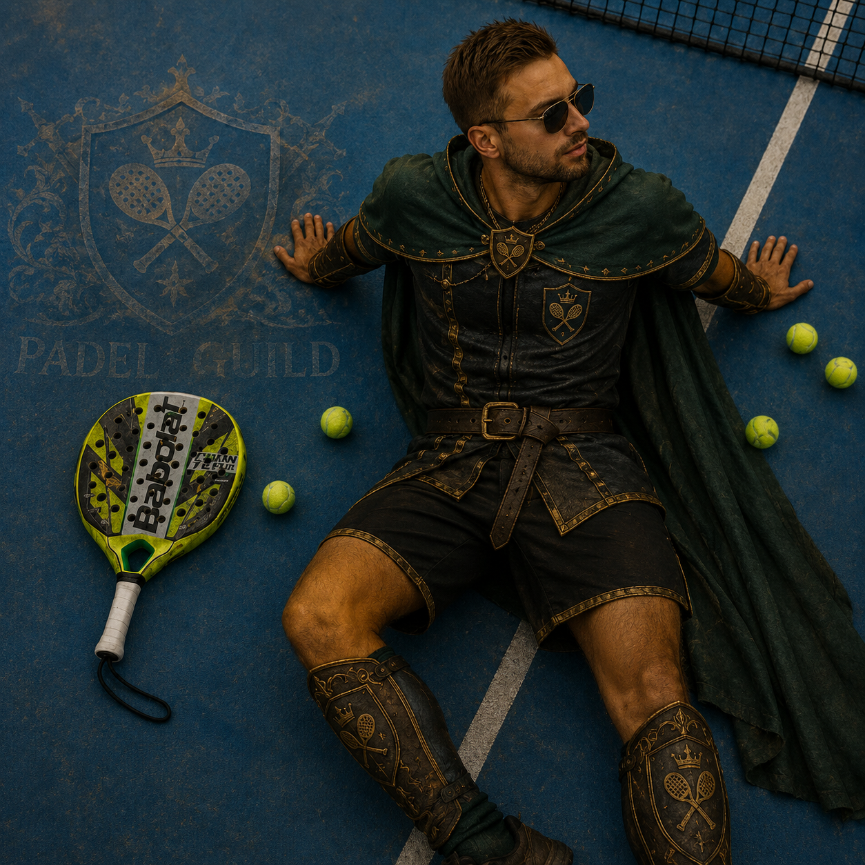 Misha resting on the padel court